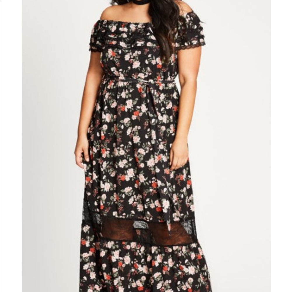 NWT City Chic off the shoulder floral maxi dress